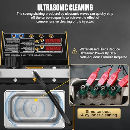 CT150 Fuel Injector Cleaner Tester 4 Cylinders Upgraded Ultrasonic Cleaning Kit with 12-in-1 Diagnostic Functions for Automotive & Motorcycle