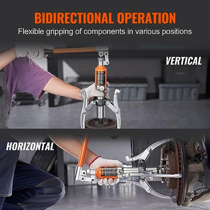 VEVOR Hydraulic Gear Puller, 15 Ton Max Capacity Wheel Bearing Pulling Separator, 2 or 3 Jaws Puller, Vertically and Horizontally, 12" Jaw Hydraulic Puller with Case for Pulling Hubs - style: 15 Ton