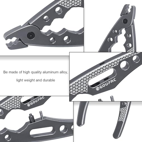 GOUPRC Aluminum Alloy Multi-Function Ball Head Pliers Shock Absorber Screw Pliers With Shock Absorber Wrench for 1/8 1/10 1/12 1/14 1/16 RC Car Truck(Titanium) - color: Titanium