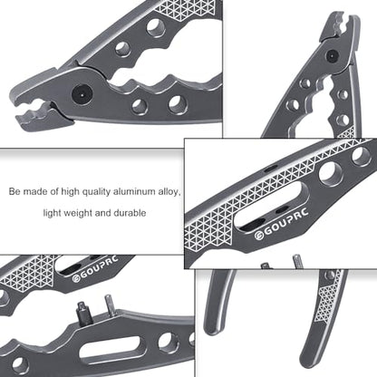 GOUPRC Aluminum Alloy Multi-Function Ball Head Pliers Shock Absorber Screw Pliers With Shock Absorber Wrench for 1/8 1/10 1/12 1/14 1/16 RC Car Truck(Titanium) - color: Titanium
