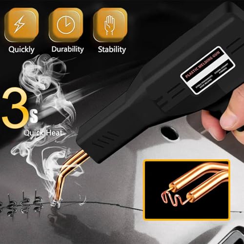 220W Plastic Welder, 1200PCS Staples 40PCS Rods Plastic Welding Kit, 5 in 1 Welding Tips Tape Sandpaper Wire Mesh Stand Metal Brush Screwdriver Welder Kit Bumper Repair Kit (Yellow) - color: Yellow