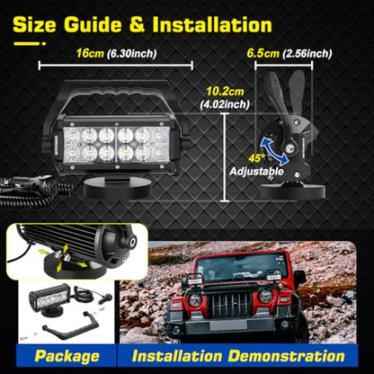 WFPOWER Magnetic Mount LED Work Light, Upgraded Super Bright 36W Portable LED Work Light with Dural Heavy Duty Carry Handle, Flood Headlight for Camping Car SUV Boat Bar Truck Driving Lamp Fog Lights - size: Upgraded Magnetic Work Light