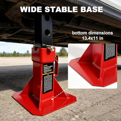 Jack Boss Heavy Duty 22 Ton (44,000 lbs) Jack Stands with Large Base and Strong Lock,Professional Pin Style Car Jack Stands for Truck,SUV Pick Up, Red - size: 22 Ton Standard