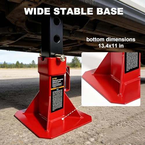 Jack Boss Heavy Duty 22 Ton (44,000 lbs) Jack Stands with Large Base and Strong Lock,Professional Pin Style Car Jack Stands for Truck,SUV Pick Up, Red - size: 22 Ton Standard