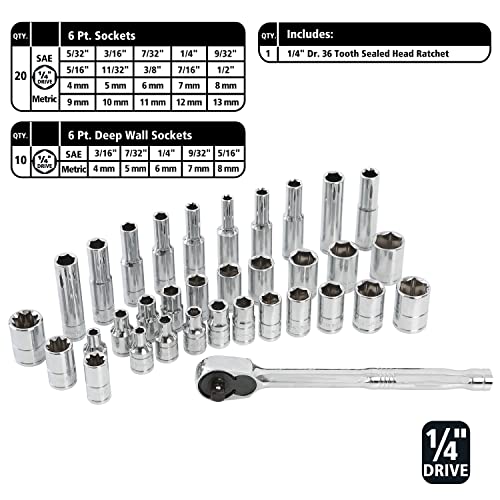 GreatNeck 82-Pc Mechanic Tool Set, SAE & Metric Socket and Ratchet Set, Mechanic Gifts, Tool Box with Tools, 1/4", 3/8", 1/2" Drive, Durable Storage Case - style: 82-Piece Mechanic's Set
