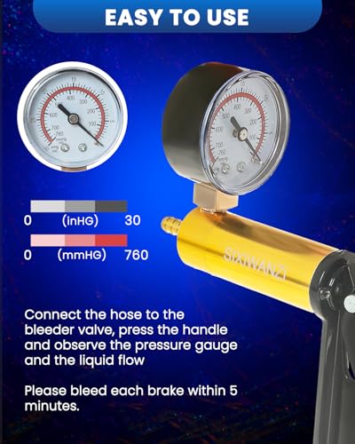 SIXIWANZI Brake Bleeder Kit with Hand Vacuum Pump and Adapters, Hand Held Brake Bleeder Vacuum Pump Kit for Car and Truck