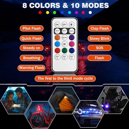 6PCS Wireless LED Lights for Car, Remote Control RGB Lights for Bike Trucks | Rechargeable RGB LED Lights Create Custom Lighting Effects for Cars, Motorcycles, Trucks, Drone, Camping, Outdoor Events - size: 6PCS