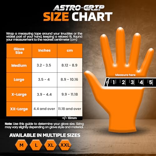 SAS Astro-Grip Exam Grade Powder-Free Nitrile Disposable Gloves - color: Orange, size: X-Large