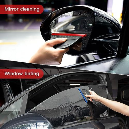 NEWISHTOOL Window Tint Squeegee Black Small Scraper for Vinyl PPF Tools, 3 PCS Different Hardness Channel Blade Mini Squeegee with Handle for Car Windshield Glass Mirror Cleaning Water Removal