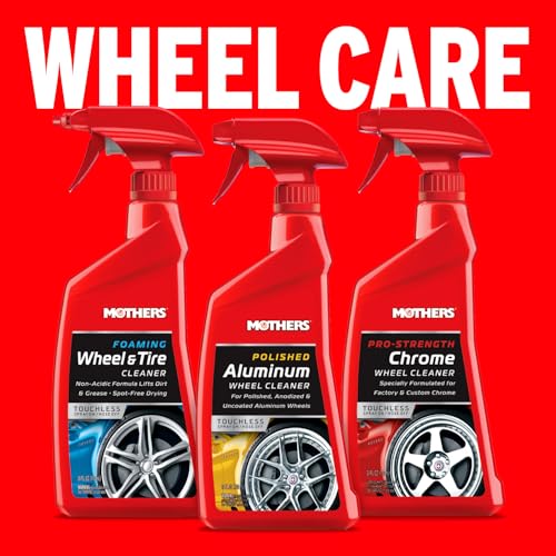 Mothers Polished Aluminum Wheel Cleaner, 24 oz. (06024) | Safely Cleans Uncoated Polished Aluminum & Anodized Wheels, Removes Brake Dust, Grease, Dirt & Grime, Easy Spray-On, Hose-Off - size: 24 Fl Oz (Pack of 1)