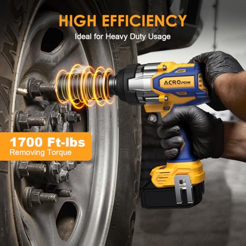 Cordless Impact Wrench 1/2" for Dewalt 20V Battery | High Torque 1700FT-LBS Brushless Impact Driver, Auto-Stop Reverse, Variable Speed, Heavy Duty Impact Gun (Bare Tool) - size: 1700 FT-LBS