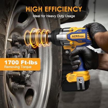 Cordless Impact Wrench 1/2" for Dewalt 20V Battery | High Torque 1700FT-LBS Brushless Impact Driver, Auto-Stop Reverse, Variable Speed, Heavy Duty Impact Gun (Bare Tool) - size: 1700 FT-LBS