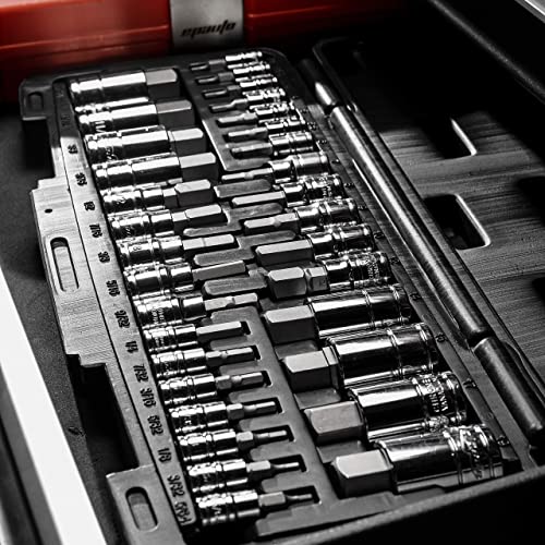 EPAuto 32 PCs Hex Bit Socket Set, SAE and Metric, S2 & Cr-V Steel - size: Hex Bit- 32 Pieces
