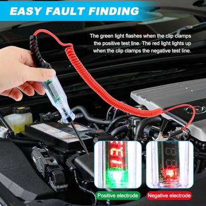 Kakalote Test Light Automotive, Digital LED Circuit Tester with Voltage Display, Electrical Tester Pen with Extended Spring Wire & Probe for Car RV Fuse Checker