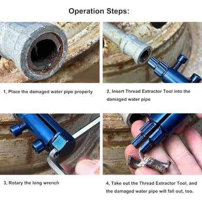 Broken Pipe Thread Extractor Tool, Broken Valve Thread Extractor, Stripped Screw Extractor Set Easy Out Broken Screw Removal Tool for 1/4", 3/8", 1" Pipes - Damaged Screw & Bolt Extractor Kit