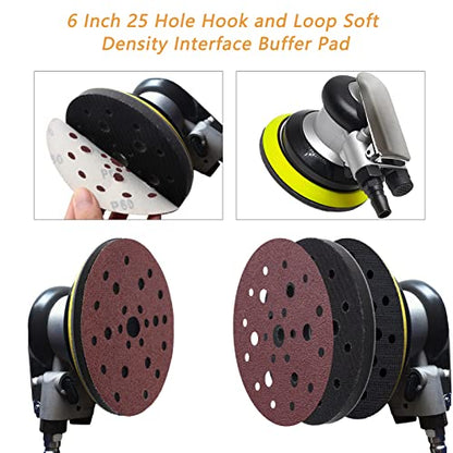 5 Pack Interface Pads, 6 Inch 25 Holes Hook and Loop Soft Density Sponge Cushion Buffer Backing Pad, Foam Sanding Interface Pads for Orbital Sander Automotive Woodworking Polishing - size: 6 inch 25 Hole - 5 Pack