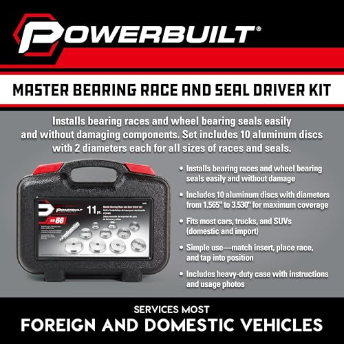 Powerbuilt 11 Piece Master Bearing Race and Seal Driver Tool Set, Bearing Press Kit, Seal Installer Bearing Driver Kit for Bearing Installation, Storage Case - 648996 - style: 11 Piece