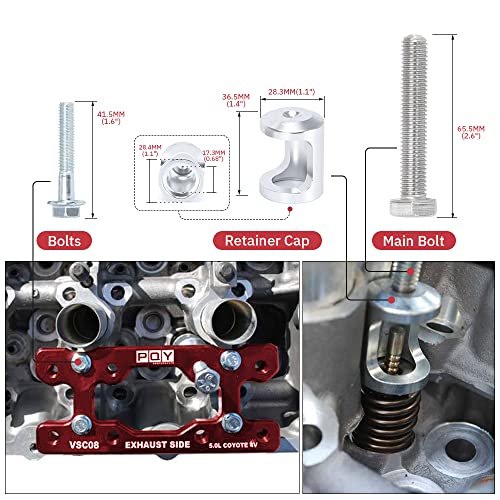 Engine Valve Spring Compressor Tool Compatible with Modular Ford F-150 5.0L Mustang Coyote 4 Valve Engine Trac Magnetic Screw Retainer Red - color: red