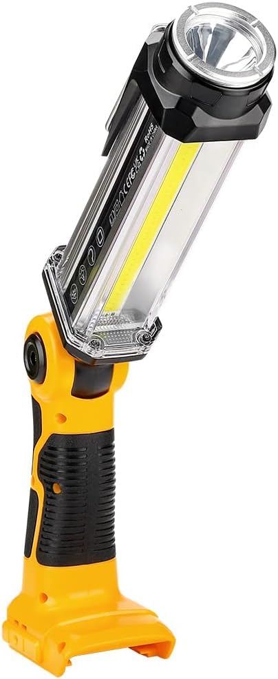 Cordless LED Work Light Compatible with Dewalt 14.4V-20V Lithium Battery, 2000LM Outdoor Multi-Functional Flashlight 25W Suitable for Camping, Car Repair, Emergency and Work Site Lighting(No Battery) - color: Yellow