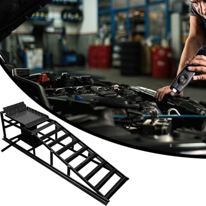 Heavy Duty Hydraulic Car Ramps 5 Ton Capacity (2-Pack) – Adjustable 10-15 Inch Low Profile Lift with Anti-Slip & Safety Lock for Oil Change, Garage Repair, SUVs, Trucks