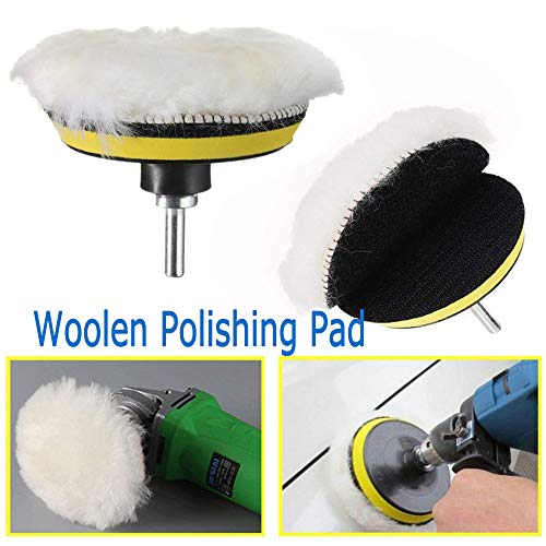 11Pcs 3 Inch Car Foam Drill Polishing Pad Kit Buffing Sponge Pads Kits by Yesallwas,for Car Sanding, Polishing, Waxing (8 Polishing Pads,1 Woolen Buffer, 1 Thread Drill Adapter with Shank) - size: 3"/80mm 11pcs