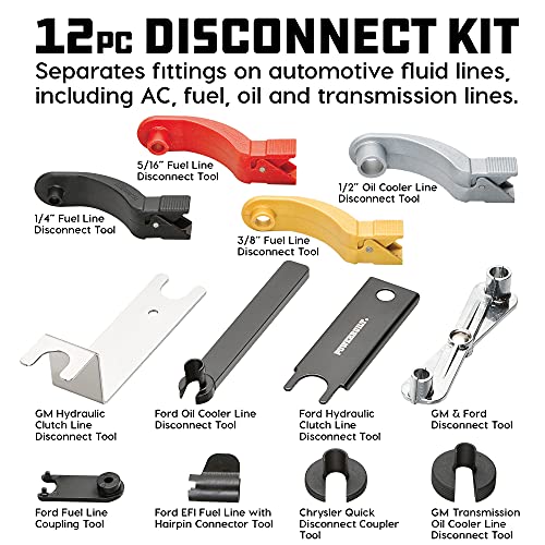 Powerbuilt 12 Piece Quick Disconnect Tool Set, Line Disconnect Tool Kit for A/C Fuel & Transmission Systems, Ford, Chrysler, and GM Vehicles - 948003