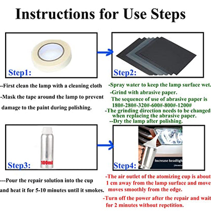 Headlight Restoration Kit, Car Headlight Glass Scratch Renovation Tool, Automobile Headlight Lens Polish Repair Tool with UV Block Coat to Remove Yellowing, Haze, Oxidation for Taillights, Foglights - size: L