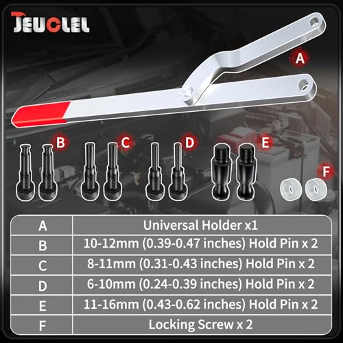 11PC Universal Camshaft Pulley Holder & Fan Clutch Removal Tool Set | Adjustable Sprocket Holding Wrench, Pins, Timing Belt, Cam Gear, Pulley Service, Automotive Alignment Repair Tool Kit