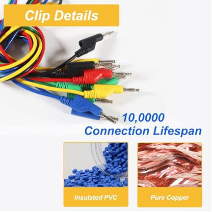 Multimeter Test Lead Set, 5PCS Stackable 4MM Banana Plug to Test Hook, Flexible Testing Cable Wires 500V 5A for Multimeter Electrical Testing, 3.3FT/1M (Banana Plug to Test Hook) - color: Banana Plug to Test Hook