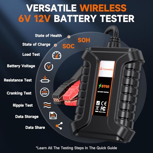FOXWELL BT60 Car Battery Tester, 6V 12V Bluetooth Battery Load Tester & FOXWELL BT301 12V Car Battery Tester,