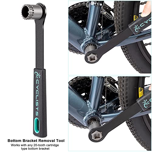 Bike Crank Puller & Bottom Bracket Removal Tool - Bike Tools with Long Handle - Crank Remover, Bottom Bracket Tool, Professional Bicycle Repair Kit - style: CT-B03+CT-T03