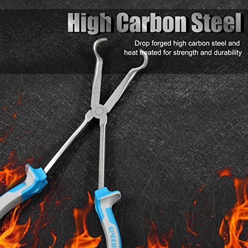 SPEEDWOX Long Reach Hose Grip Pliers 11 Inches Circle Plier Serrated Jaws Ring Nose Pliers for Mechanics Technicians Contractors High Leverage Professional Tool Non-slip TPR Handle - style: Hose Grip Pliers