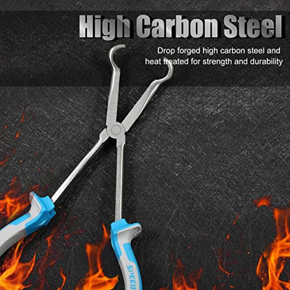 SPEEDWOX Long Reach Hose Grip Pliers 11 Inches Circle Plier Serrated Jaws Ring Nose Pliers for Mechanics Technicians Contractors High Leverage Professional Tool Non-slip TPR Handle - style: Hose Grip Pliers