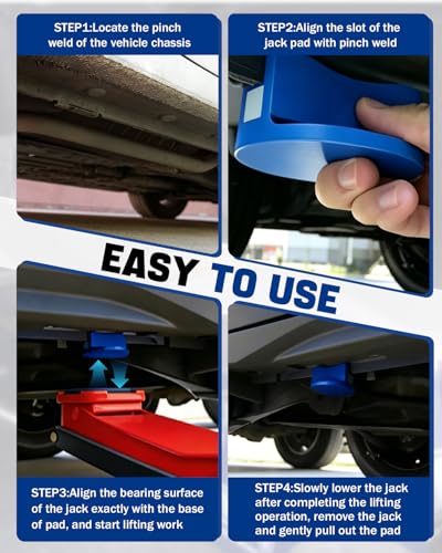 Magnetic Pinch Weld Jack Pad (Blue, 2 Pack) | 0.47’’ Slotted, Aluminum, Jack Pad for Frame Protection, Universal Pinch Weld Adapter for Car SUV Truck - color: Blue 2 Pack