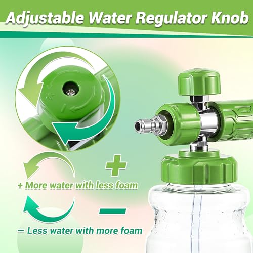 M MINGLE Foam Cannon for Pressure Washer with Dual-Connector Tool - Dual Lance Pressure Washer Wand for Adjustable Soap Cannon - M22 and 1/4" Quick Connect - 3600 PSI - size: 1 L