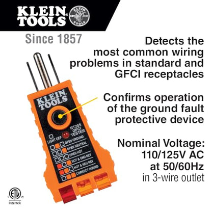 Klein Tools NCVT1PKIT Electrical Tester Kit with Non-Contact Low Voltage Test Pen, 50 to 1000V AC and GFCI Receptacle Tester, 2-Piece - style: NCVT Kit