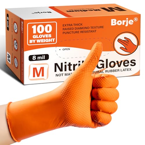 Borje Disposable Nitrile Gloves, Cooking, Cleaning, Food Safe - color: Orange of 100, size: X-Large