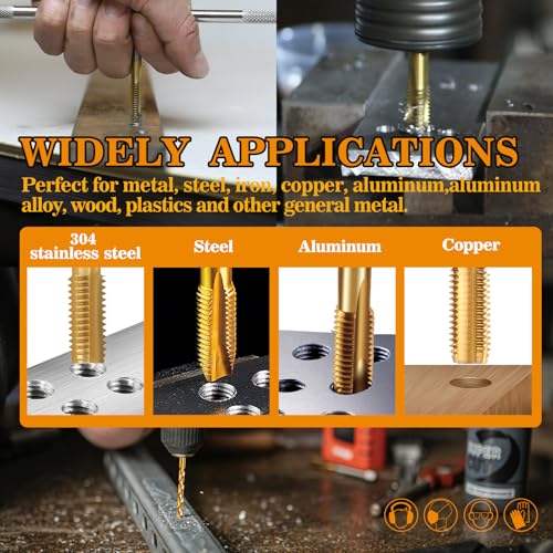 1/2"-13 UNC Tap and 27/64" Drill Bit for Metal, M2 HSS Drill and Tap Set | Combination of Drill and Tap Kit for Metal - size: 1/2"-13 UNC Tap - 27/64" Drill