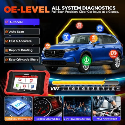 2026 LAUNCH Creader Elite V3.0 fit for Honda Acura Bi-Directional Scan Tool, Full System OBD2 Scanner, All Reset Service Code Reader, AUTOVIN, ECU Code, Battery Registration, Lifetime Free Update