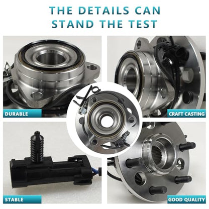 515024 Front Wheel Bearing Hub Assembly for Cadillac Escalade 1999-2000, Chevrolet K1500 K2500 Suburban Tahoe 1995-1999, GMC K1500 K2500 Suburban Yukon 1995-1999 4WD (2PCS) - size: 515024