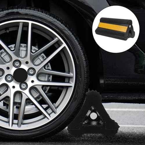 Operitacx Heavy Duty Rubber Wheel Chocks with Rope Handles Non-Slip Tire Stops for Cars Trucks Trailers Secure Parking and Vehicle Immobilization (210x115x105mm)