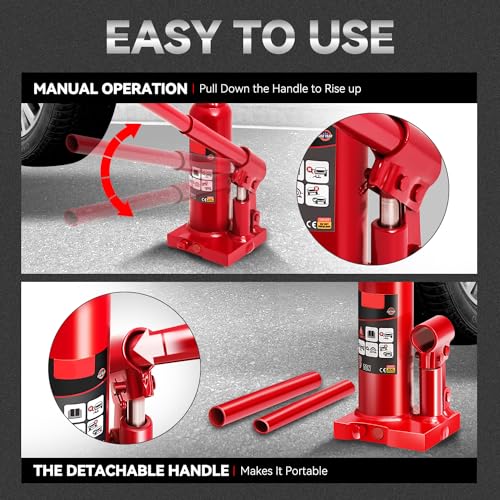 Auto Dynasty 3 Ton Hydraulic Bottle Jack, Automotive Welded Bottle Jack for Car, Pickup Truck, RV, Auto Repair, 8" to 14.5" Lifting Range (Red) - color: Red, size: 3 Ton