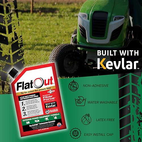 FlatOut Tire Sealant Outdoor Power Equipment Formula - Prevent Flat Tires, Seal Leaks, Contains Kevlar, 32-Ounce Bottle, 1-Pack… - size: 1-Pack (32 oz)