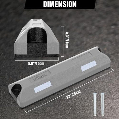 Nilight Rubber Parking Curbs 2 Pack - Heavy Duty 22 Inch Garage Wheel Stops Parking aid Block for Driveway & Parking Lot, Gray - size: 22" Gray