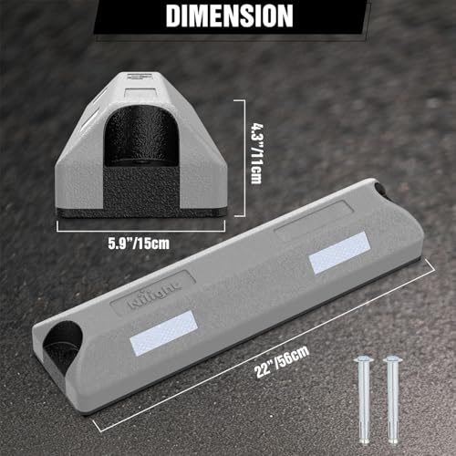 Nilight Rubber Parking Curbs 2 Pack - Heavy Duty 22 Inch Garage Wheel Stops Parking aid Block for Driveway & Parking Lot, Gray - size: 22" Gray
