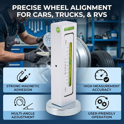 KIMISS Magnetic Gauge Tool Adjustable for Wheel Alignment, Caster Pillar and Camber Tool with Strong Magnetic Base, Alignment Gauge for Cars Trucks RVs