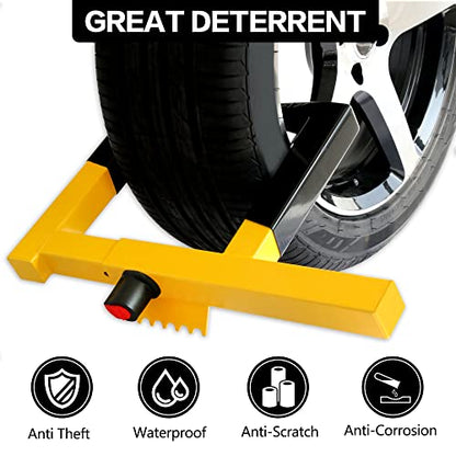 KAYCENTOP Wheel Lock Clamp Security Tire Lock Anti Theft for Max 15.5 inch Tire Width Universal Car Wheel Lock for Trailers SUV Boats Motorcycles Golf Cart Yellow/Black