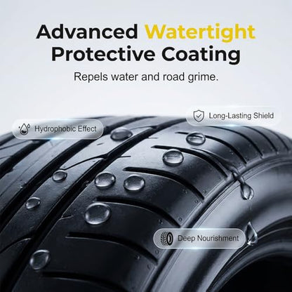 Car Tire Shine With Sponge, 2026 Upgraded Tire Coating For Long-Lasting Wet Look, Waterproof Uv Protection Black Restorer For Cars Trucks, Quick Application Tire Dressing Kit (1)