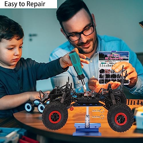 RC Car Repair Work Stand 532 PCS RC Repair Tool Screws Set Kit 360 Degree Rotation RC Repair Station Screwdrivers Screws Pallet Kit for 1/8 1/10 1/12 1/16 1/18 RC Crawler Truck Buggy Tool Set - color: Blue