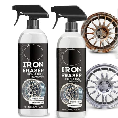 2Pack Rust Remover - Rust Remover Spray, Heavy Duty Rust Remover for Metal, Iron Eraser Iron and Rust Remover for Car Wheels, Hub, Bike Chains, Garden Tools & Iron Surfaces, 120ML*2 | Multi Surface Rust Remover for Metal, Iron Eraser Iron and Rust Remover